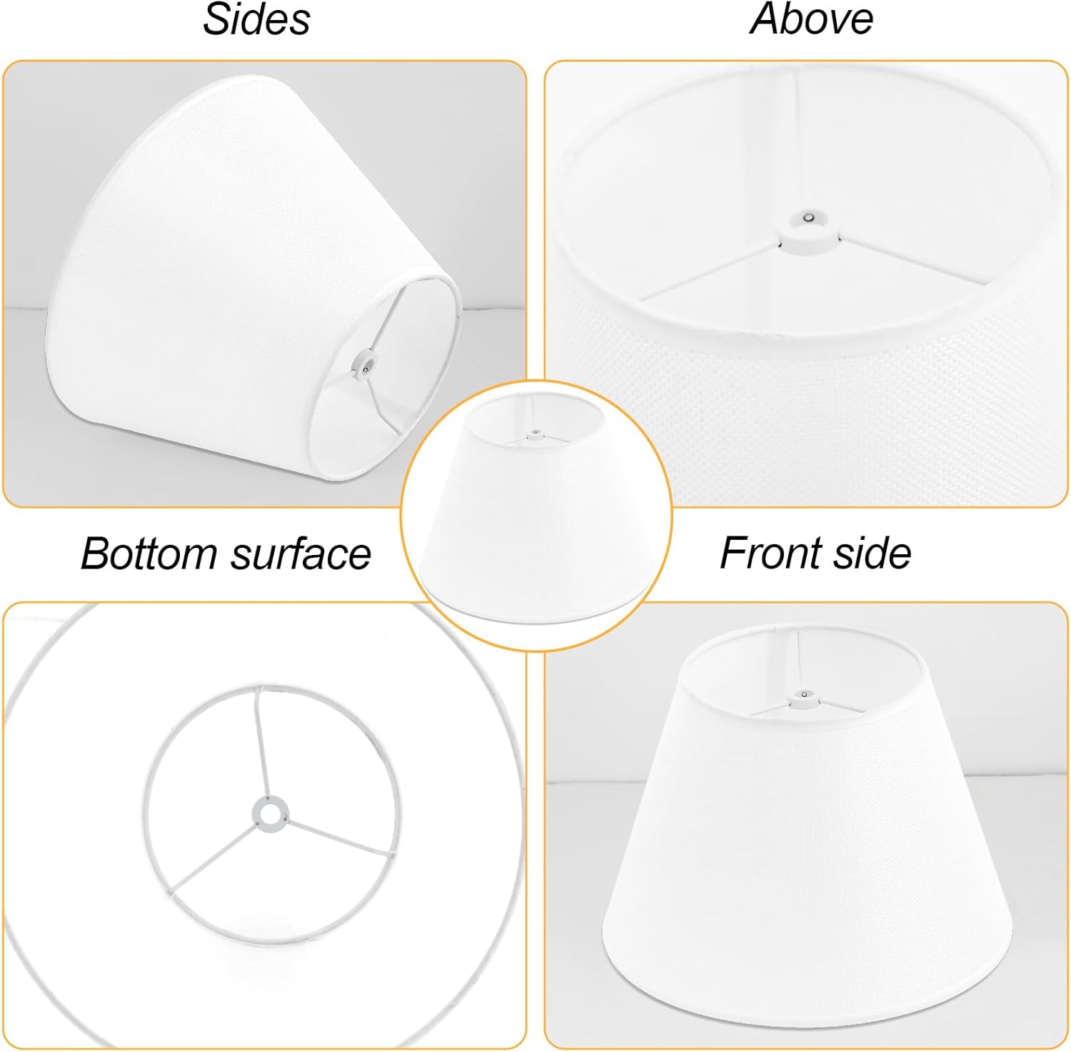 Small White Lamp Shade for Table Lamps, 6" Top x 10" Bottom x 7" High Lamp Shade, White Modern Fabric Lampshade, Replaceable Spider Fitter Home Decor Shade - Image 6