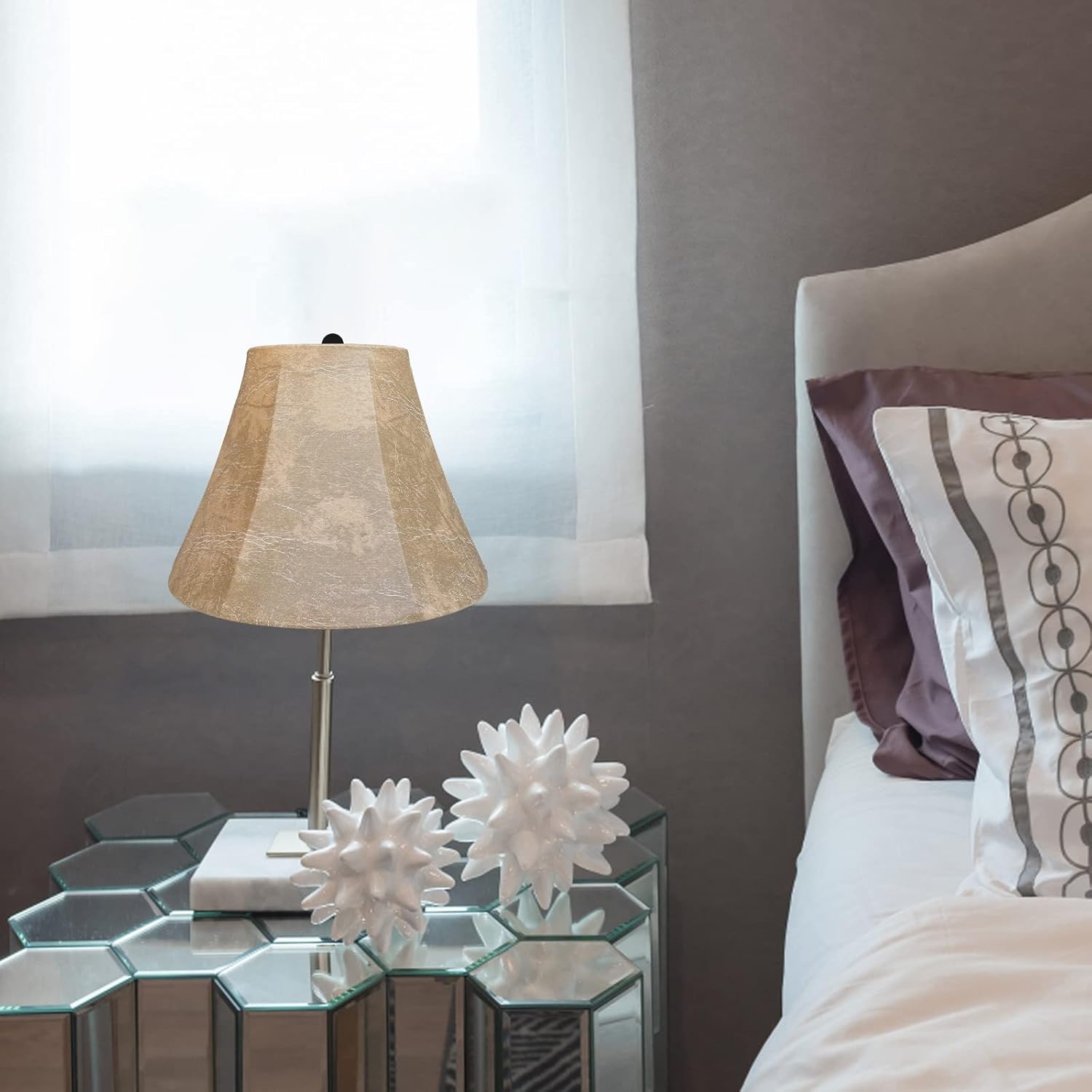 Lamp Shades Set of 2,TOOTOO STAR Imitation Sheepskin Lampshade 6" Top x 12" Bottom x 8.5" High,Floor lamp and table lamp shade spider Fitter - Image 7