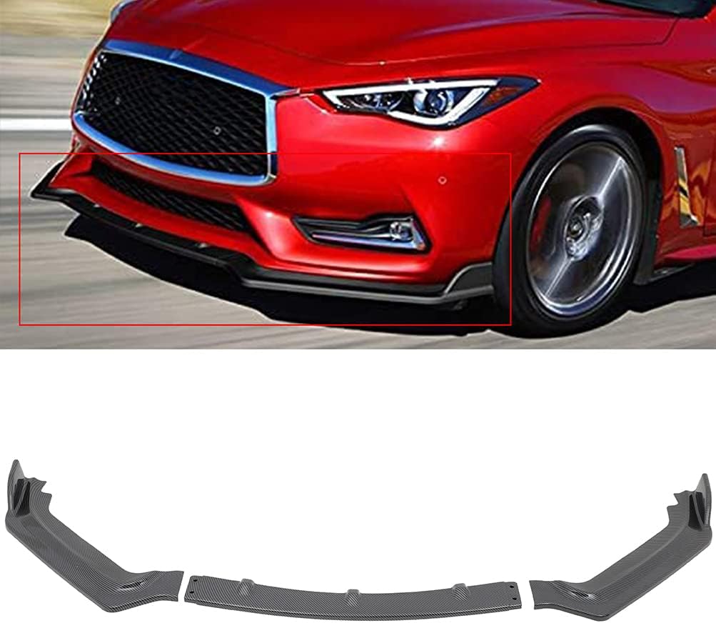 SCITOO Front Lip Spoiler Fits for 2017-2020 for Infiniti Q60 Coupe Glossy Carbon Look V Style Front Bumper Lip - Image 9