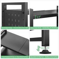 Microwave Stand, 3-Tier Expandable(17.4"- 27.4") Heavy Duty Adjustable Shelf Microwave Oven Rack, Kitchen Countertop Organizer and Storage with 9 Hooks & Cutting Board Holder, Holds up 180 lbs, Black - Image 8