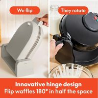 bella Flip-n-Store Waffle Maker with EverGood™ Ceramic Nonstick Coating, Fits-anywhere™ Kitchenware, Power Indicator Light, Cool Touch Handle & Cord Wrap, 7” Wide & 1" Deep Plates, 1000 Watt, Oatmilk - Image 3