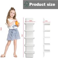 5 Tier Wall Shelves White, Vertical Column Shelf Floating Storage Home Decor Organizer Tall Tower Design Utility Shelving Bedroom Living Room, 30.7, 31 - Image 3
