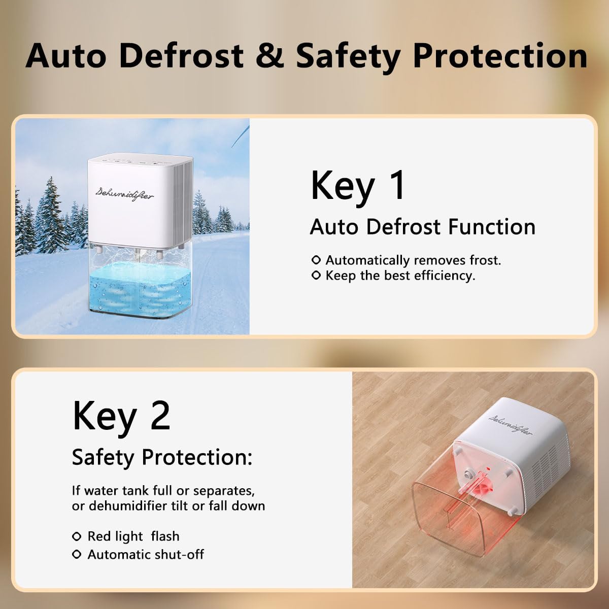 Dehumidifier 1800ML 63OZ Small Dehumidifier for Home 230 Ft² Safety Dehumidifiers Adjustable 10 Color Lights 5 Timers 3 Setting Modes Auto Shut Off Protection Low Noise For Bedroom Bathroom - Image 3