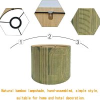 Rustic lamp Shade Bamboo with Decorative Green Geometric Figure Bucket Shaped Translucent Ideal for Living Room Bedroom Groovy Unique Easy Assemble Size 11.8 * 9.05Inch (Art Deco B) - Image 6