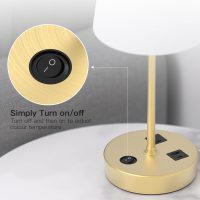 Bedside Table Lamp for Bedroom, 3-Way Dimmable Lamp with AC Outlet and USB C Charging Ports(PD 20W), Lamps with Shade for Night Stands, Living Room, Desk, and Home Office - Image 4