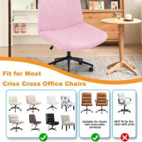 Criss Cross Desk Chair Cover Velvet Armless Office Chair Covers Cross Legged Office Chair Slipcovers Modern Mid Back Accent Chair Cover Vanity Swivel Chair Protector Pink 1 Pack - Image 6