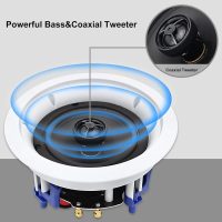 Herdio 5.25'' Home Audio Package Wall Mount Bluetooth Amplifier Receiver System with 300W in Ceiling Wall Passive Speakers Great for Home Theater Office Bathroom Kitchen Living Room (A Pair) - Image 2