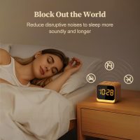 Housbay Wooden Sound Machine Alarm Clock for Bedrooms - Gentle Wake-Up with Birdsong, White Noise for Sleeping, Small Digital Clock for Phone-Free Routine - Image 2