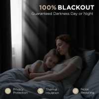 Joydeco Blackout Curtains for Bedroom, Black Out Curtains 96 Inch Long, Black Curtains with Rod Pocket Back Tab, Room Darken Light Blocking Noise Reducing Wrinkle-Free Drapes for Living Room, 2 Panels - Image 3