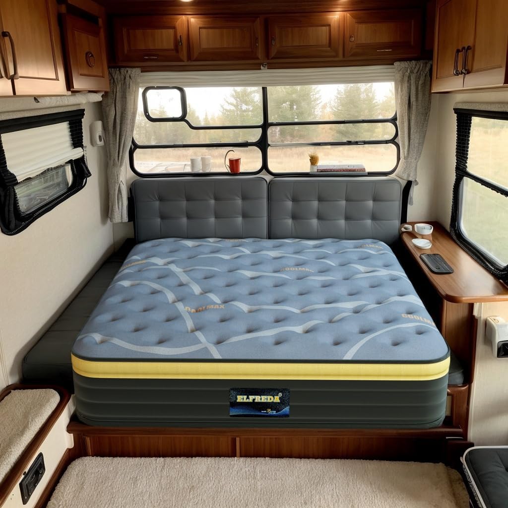 Elfreda Short Queen Mattress, 12 inch Pillow Top Pocket Spring Hybrid RV Mattress, Memory Foam Innersprings Medium Firm,Supportive Pressure Relief 74''x60 Camper in a Bag - Image 9