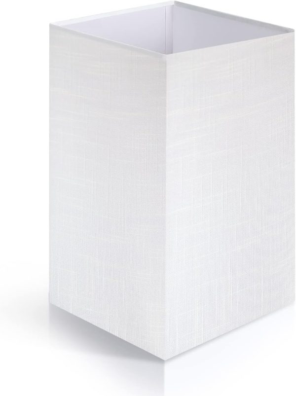 OUTON White Linen Texture Lamp Shade 14.25 x 8.5 x 8.5 inch for Shelf Floor Lamp