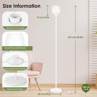 64.2'' White Floor Lamp, 3 Color Temperatures LED Bulb Included, Modern Standing Lamp with Opal Glass Shade, Tall Pole Standing Lamps for Living Room, Office, Bedroom, Home Decor, Foot Pedal Switch - Image 5