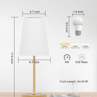 Bedside Table Lamp for Bedroom, 3-Way Dimmable Lamp with AC Outlet and USB C Charging Ports(PD 20W), Lamps with Shade for Night Stands, Living Room, Desk, and Home Office - Image 5