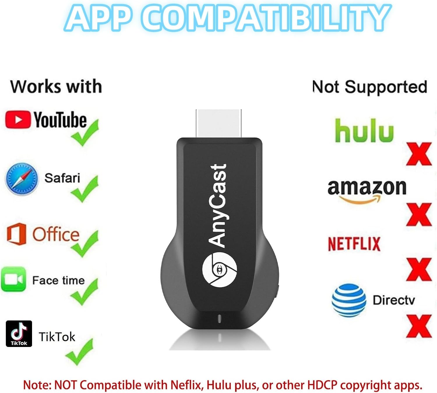 Anycast Wireless HD Display Adapter Receiver 1080P Screen Mirroring Streaming Media Dongle Compatible with iOS/Android/Windows/Mac to HDTV Monitor Projector - Image 4
