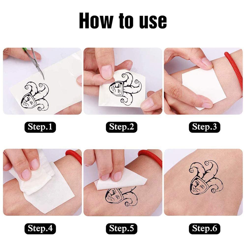6 Sheets Temporary Tattoos Kit - Fake Body Art for Women, Men, & Kids - Face Tattoos for Festival, Cosplay & Halloween Costume Accessories - Image 5