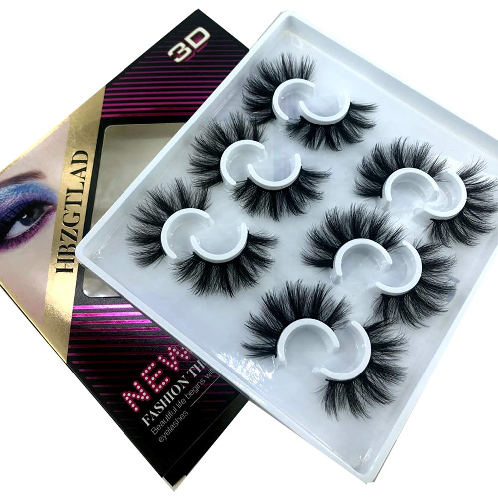 HBZGTLAD 6 Pairs Fluffy False Eyelashes Natural Faux Mink Strip 3D Lashes Pack (MDF-12) - Image 2