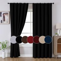 Joydeco Blackout Curtains for Bedroom, Black Out Curtains 96 Inch Long, Black Curtains with Rod Pocket Back Tab, Room Darken Light Blocking Noise Reducing Wrinkle-Free Drapes for Living Room, 2 Panels - Image 9