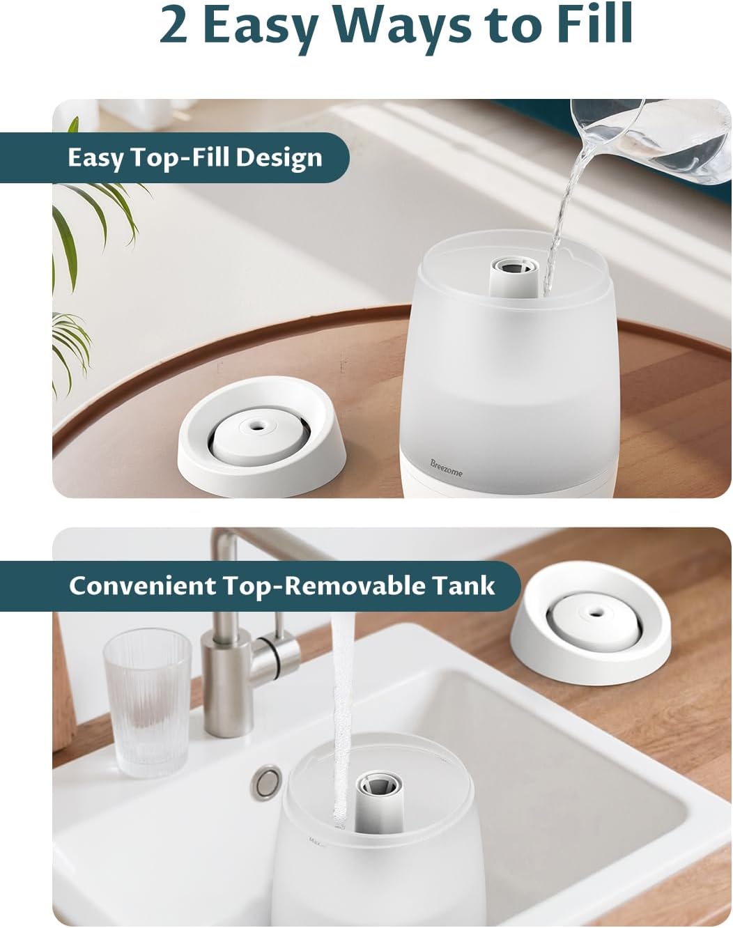 BREEZOME Humidifiers for Bedroom, 2.5L Humidifiers for home, 250ml/h Mist Output, 7 Adjustable LED,25hrs Essential Oil Diffuser, 25dB Ultra-Quiet Operation for Nurseries and Indoor Plants, White - Image 8