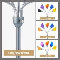 Medusa Floor Lamp, Multi Head 5 Light Floor Lamps for Living Room with 10 Lampshade, Adjustable Gooseneck Reading Standing Lamp for Bedroom,Office,Kids,Classroom (Sliver) - Image 6