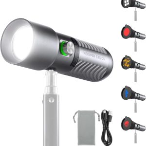 NEEWER Basics RGB Photography Flashlight, 4 Colors/20 GOBO Filters/CRI95+/7500mAh, 10W 6300K Portable LED Video Spotlight Patterned Ambient Aluminum Sunset Light for Recording Studio Lighting, FL10