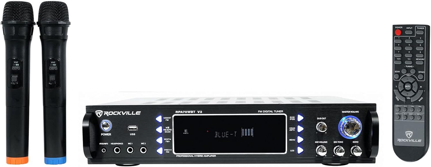 Rockville Hybrid Bluetooth Karaoke Home Theater System+(4) 4" Speakers+(2) Mics - Image 5