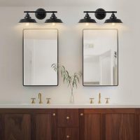 GoYeel Vanity Lights - 2 Light Farmhouse Bathroom Lighting, Matte Black Over Mirror Sconce - Image 2
