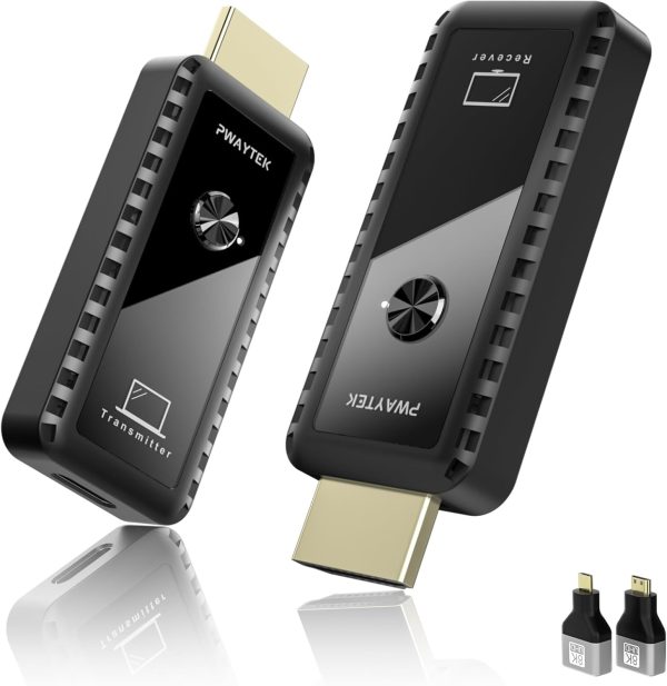 Wireless HDMI Transmitter and Receiver 328ft/100M, Wireless HDMI Extender Kit, Plug & Play, 4K Decode Support 2.4/5G for Streaming Video and Audio to Monitor from Laptop/Pc/Tv Box