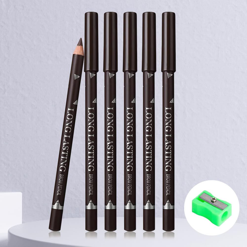 6Pcs Eyebrow Pencils for Women, Wooden Hard-Core Dark Brown Eyebrow and Eyeliner Pencil, Long Lasting Waterproof and Sweat-Proof, Beginner Makeup Brow Pencil,Create a Natural Eye Brow Makeup - Image 6