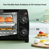 Dominion 4 Slice Small Toaster Oven Countertop, Retro Compact Design, Multi-Function with 30-Minute Timer, Bake, Broil, Toast, 1000 Watts, 2-Rack Capacity, Black - Image 2