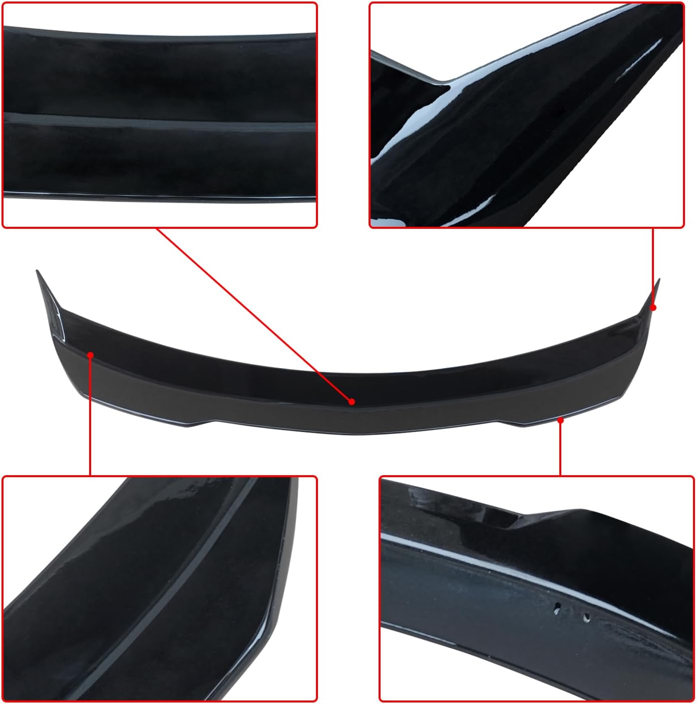 NINTE Rear Spoiler for Cadillac CT4 2020 2021 2022 2023 2024 2025 ABS Painted V Blackwing Style Gloss Black High Kick Rear Trunk Splitter Wing - Image 5
