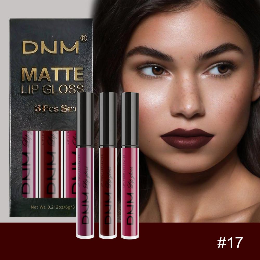 evpct 3Pcs Dark Red Purple Plum Matte Liquid Lipstick Sets for Women Matte Lip Stain Long Lasting Waterproof, Burgundy Blood Blue Red lipstick, Black Cherry Maroon Gothic 24 Hours Magic Lipsticks - Image 6