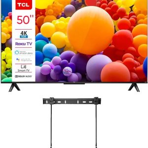 TCL 50-Inch Class 4-Series 4K UHD HDR LED Smart R0ku TV + Wall Mount Works with AIR Play Siri Alexa and Hey Google (Renewed)