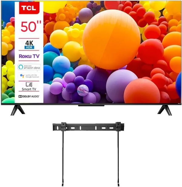 TCL 50-Inch Class 4-Series 4K UHD HDR LED Smart R0ku TV + Wall Mount Works with AIR Play Siri Alexa and Hey Google (Renewed)
