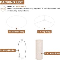 Tall Drum Lamp Shades Set of 2, 10"Top x10" Bottom x 13"High, Beige Lampshade for Table Lamp Floor Lamp, Replacement Lampshades Natural Linen Handcrafted, Spider, Harp Holders Included, Easy Assembly - Image 8