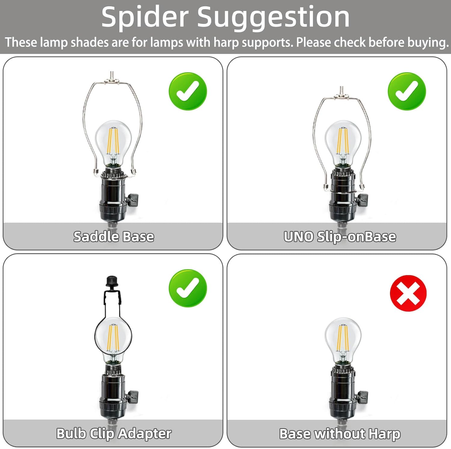 Drum Lamp Shades Set of 2, Gray Lamp Shade for Table Lamp, 13" Top x 13" Bottom x 10" High Fabric Large Lampshade, Decorative Lamp Shades, Easy Assembly Required (Gray) - Image 6