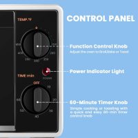 COMFEE' Mini 2-Slice Toaster Oven, Countertop toaster oven, 2-Knobs Easy to Control with Timer for Bake, Broil, Toast, 1000W, Black/White (CO-B08AA(BK)) - Image 5