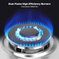 ThermoMate Light 30 Inch Gas Cooktop, Built In Gas Rangetop with 5 High Efficiency Burners, NG/LPG Convertible Stainless Steel Gas Stove Top with Thermocouple Protection, 120V AC - Image 2