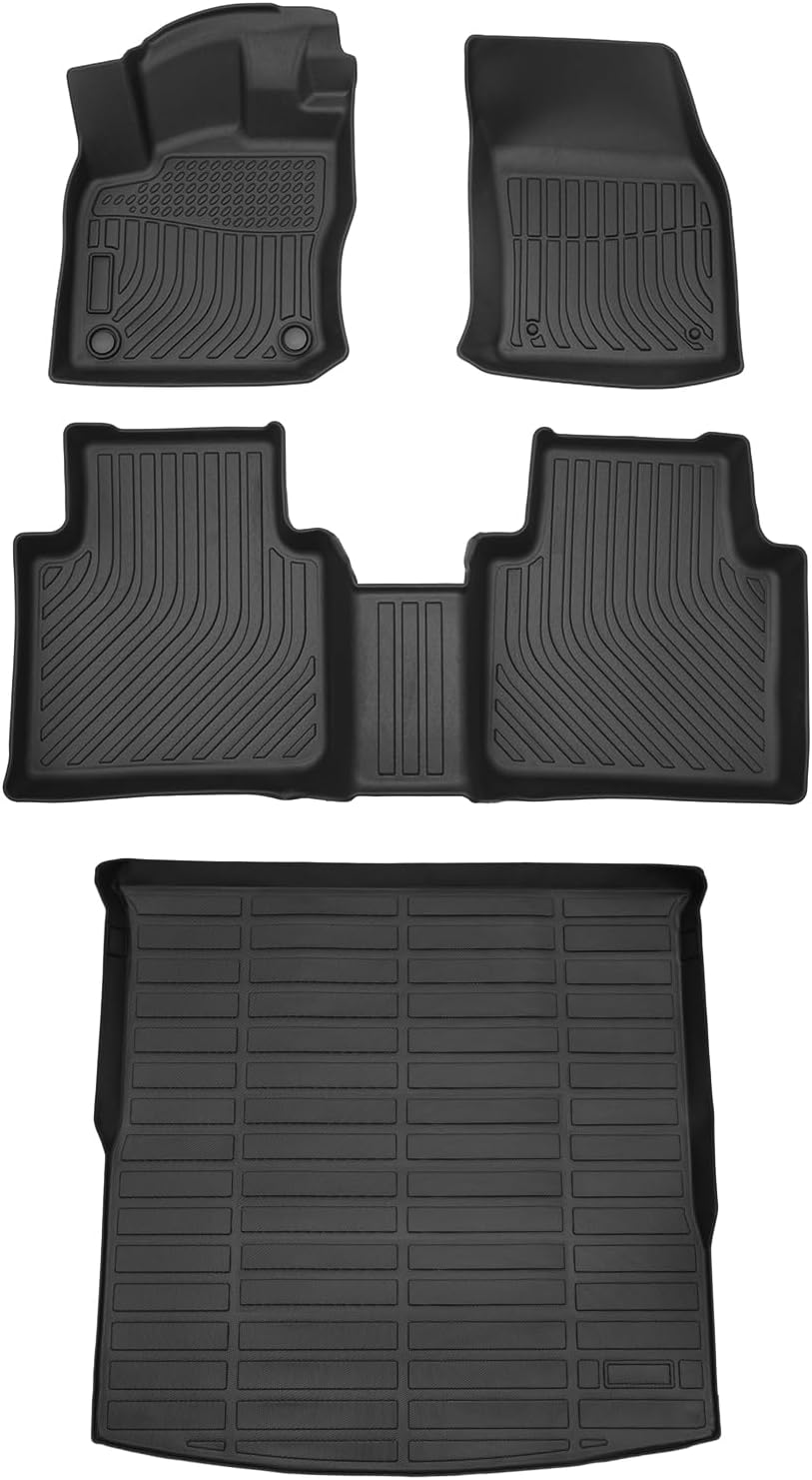 Floor Mats for Volkswagen Tiguan 2018-2023 2024 (Only for 5 Seater) All Weather Cargo Liner for Tiguan Accessories TPE Car Floor Mats Carpet Protection
