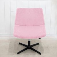 Armless Chair Slipcover Criss Cross Wide Seat Task Chair Cover Super Soft Velvet Stretch Removable Armless Chair Slipcover Dustproof Protectors (Pink) - Image 4