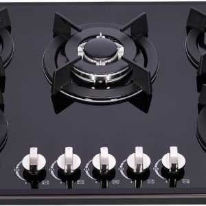 Gas Cooktop 30 Inch, Built-in Tempered Glass Gas Stovetop 5 High Efficiency Burners Gas Stove Top Propane/Natural Gas Convertible Gas Hob (Black)