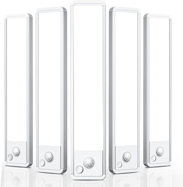 Under Cabinet Motion Sensor Lighting: Dimmable Rechargeable Lights Indoor - Battery Operated Lights - Undercabinet Wireless Closet Light Magnetic Led Light for Kitchen Home Bathroom Counter 5 Pack