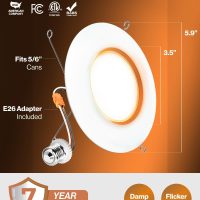 Sunco 12 Pack 5CCT LED Recessed Lighting 4 Inch with Night Light, 2700K/3000K/4000K/5000K/6000K Selectable, Dimmable Lights, 8W, 700LM, Damp Rated, Retrofit Installation - ETL - Image 8