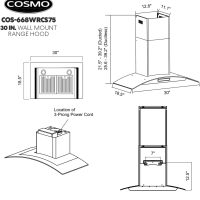 COSMO COS-668WRCS75 30 in. Vista Collection 380 CFM Ducted Wall Mount Range Hood, Touch Controls, LED Lights, Stainless Steel - Image 5