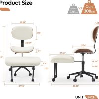 Bestier Criss Cross Office Chair with Wheels, 360° Swivel ADHD Chair for Adults, Height Adjustable Meditation Chair with Wider Bentwood Back Support for Multi Position (Contemporary Bentwood, White) - Image 2