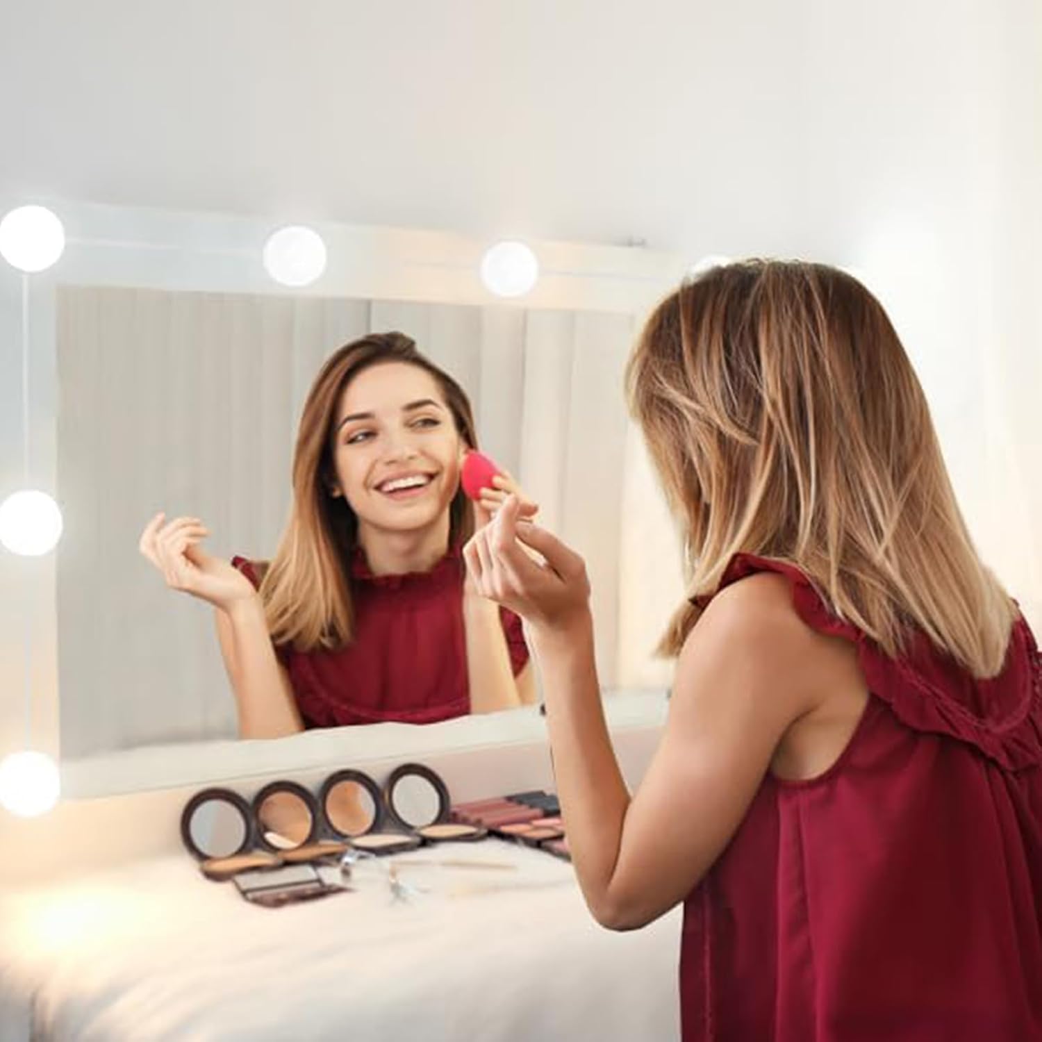 LED Vanity Mirror Lights, Hollywood Style With 14 Dimmable Bulbs, Adjustable Color & Brightness, USB Cable, Stick-on for Makeup Table Dressing Room - Image 7