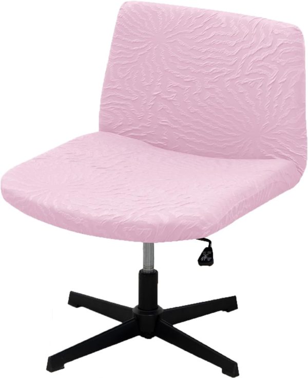 Sunflower Jacquard Armless Chair Cover, Elastic Criss Cross, Mid Back Wide Seat (Pink)