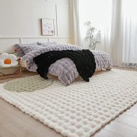 White Creamy Rabbit Plush Area Rug for Bedroom Living Room Sofa,8'X10' Faux Fur Fluffy Shaggy Rectangular Square Rug for Kids Teen Girls Room,Furry Carpet Rug for Nursery Baby Room Decor for Teenage - Image 2
