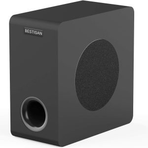 BESTISAN Powered Subwoofer, 6.5'' Side Firing Home Audio Sub, Deep Bass Response Subwoofers, Easy Setup with Home Theater Systems, TV, Speakers, RCA, LFE, AUX Input, High-Level Speaker Input & Output