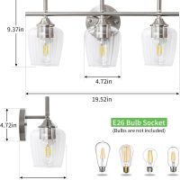 3-Light Bathroom Light Fixtures, Brushed Nickel Vanity Light, Bathroom Wall Lamp for Mirror Kitchen Bedroom Hallway Living Room Hallway - Image 2