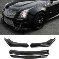 Compatible with 2009-2021 Cadi-llac CTS CTS-V Front Bumper Lip Body Kit Spoiler Splitter + Strut Rods Chin Diffuser Glossy Black - Image 6
